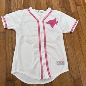 Toronto Blue Jays Majestic Jersey Pink Girls Size XL